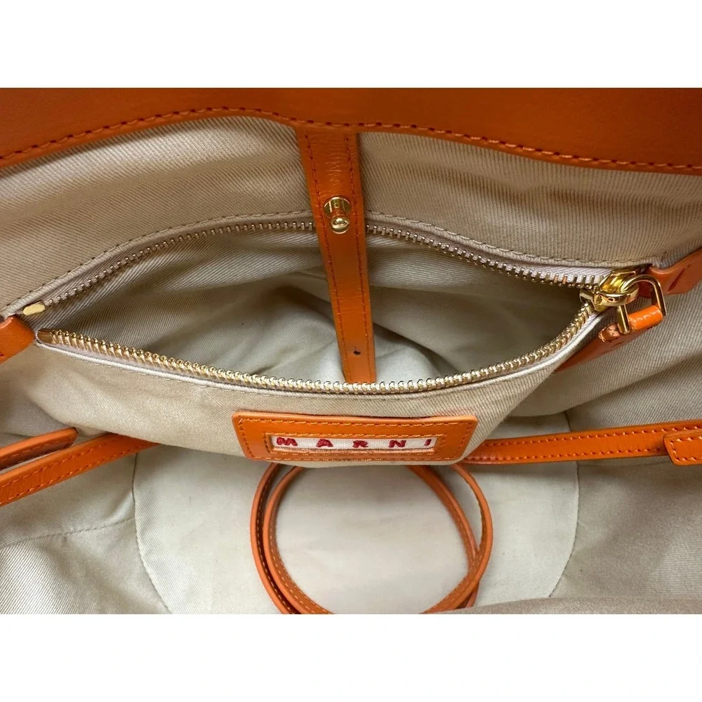 Marni Tropicalia Basket bag 2WAY Shoulder‎ Orange Raffia Leather Tote Used